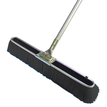 Bon Tool Floor Broom, Medium Black Bristles, 24", 60" Metal Handle 84-176